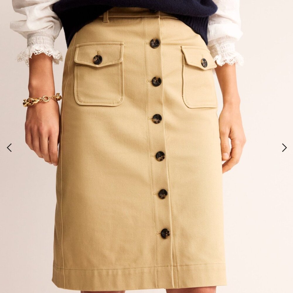 NWT Boden Utility Pocket Midi Skirt, US Size 12 Petite